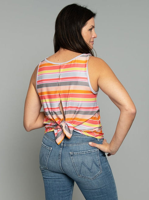 The Tie Back Tank - Pink Stripes / Pink Dots
